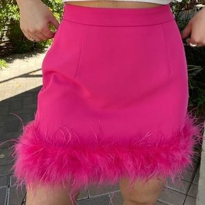 Pink feather mini skirt